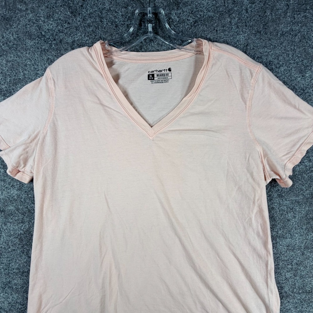 Carhartt Relaxed Fit T-Shirt Womens XL Rose Pink Lightweight Short-Sleeve V-neck - Picture 4 of 16